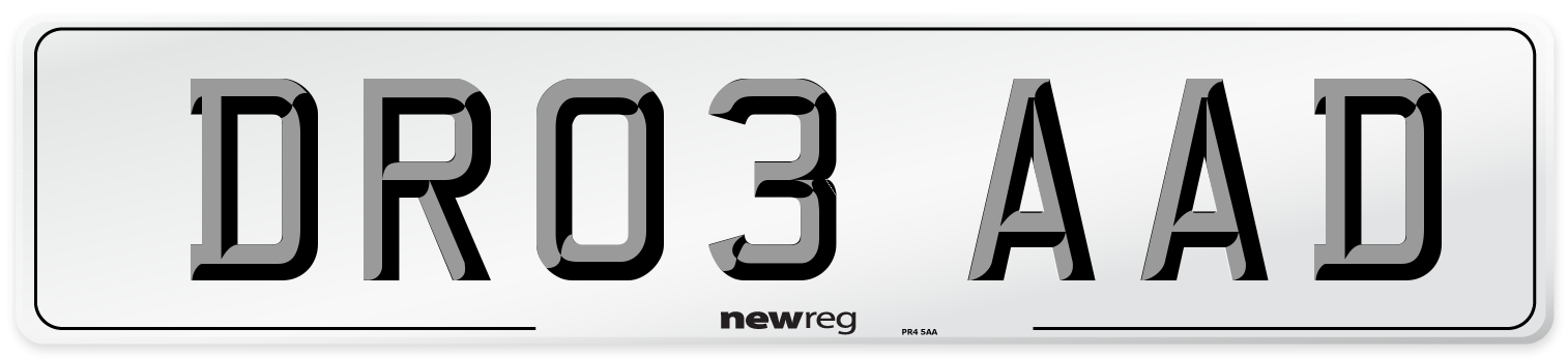 DR03 AAD Number Plate from New Reg